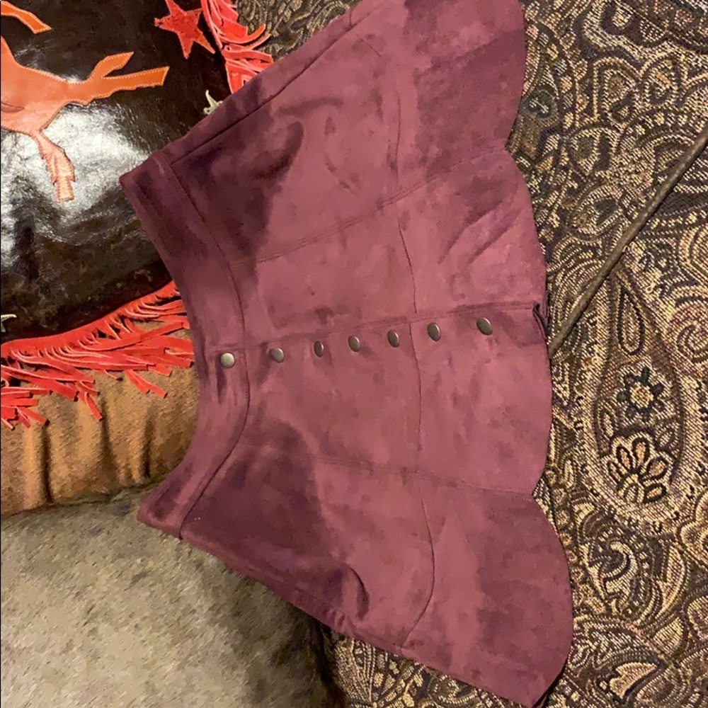 American eagle dark plum  suede miniskirt